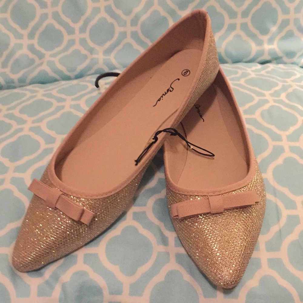 Gold Sparkle Flats